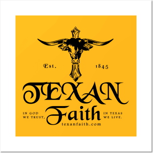 Texan Faith - HornCross Cross black Posters and Art